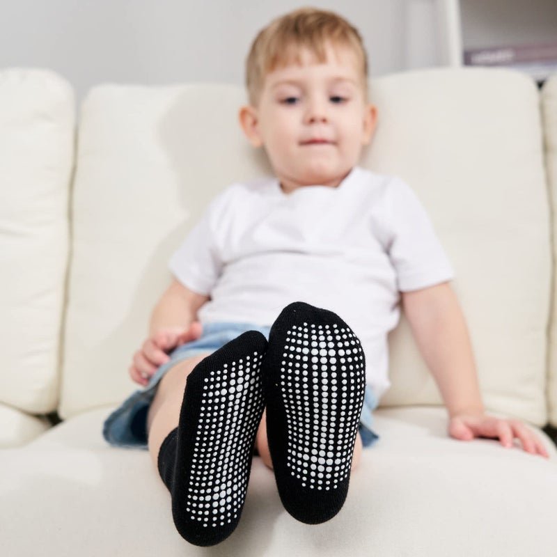 ZAPLES Baby Non Slip Grip Crew Socks with Anti Skid Soles for Infants Toddlers Kids Boys Girls, Assorted 12 Pack, 12-36 Months - Image 2